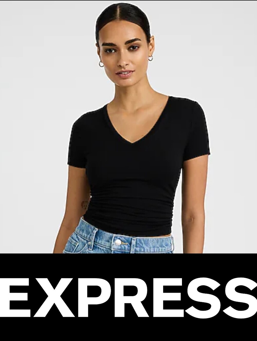 NWT Express Super Soft Double Lined Black V Neck Tee Sz XL